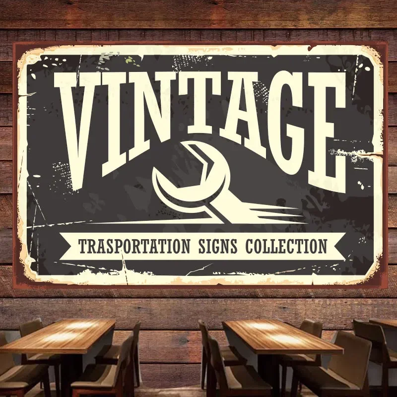 Auto Repair Shop Banners - VINTAGE TRASPORTATION SINGS COLLECTION Cars Poster