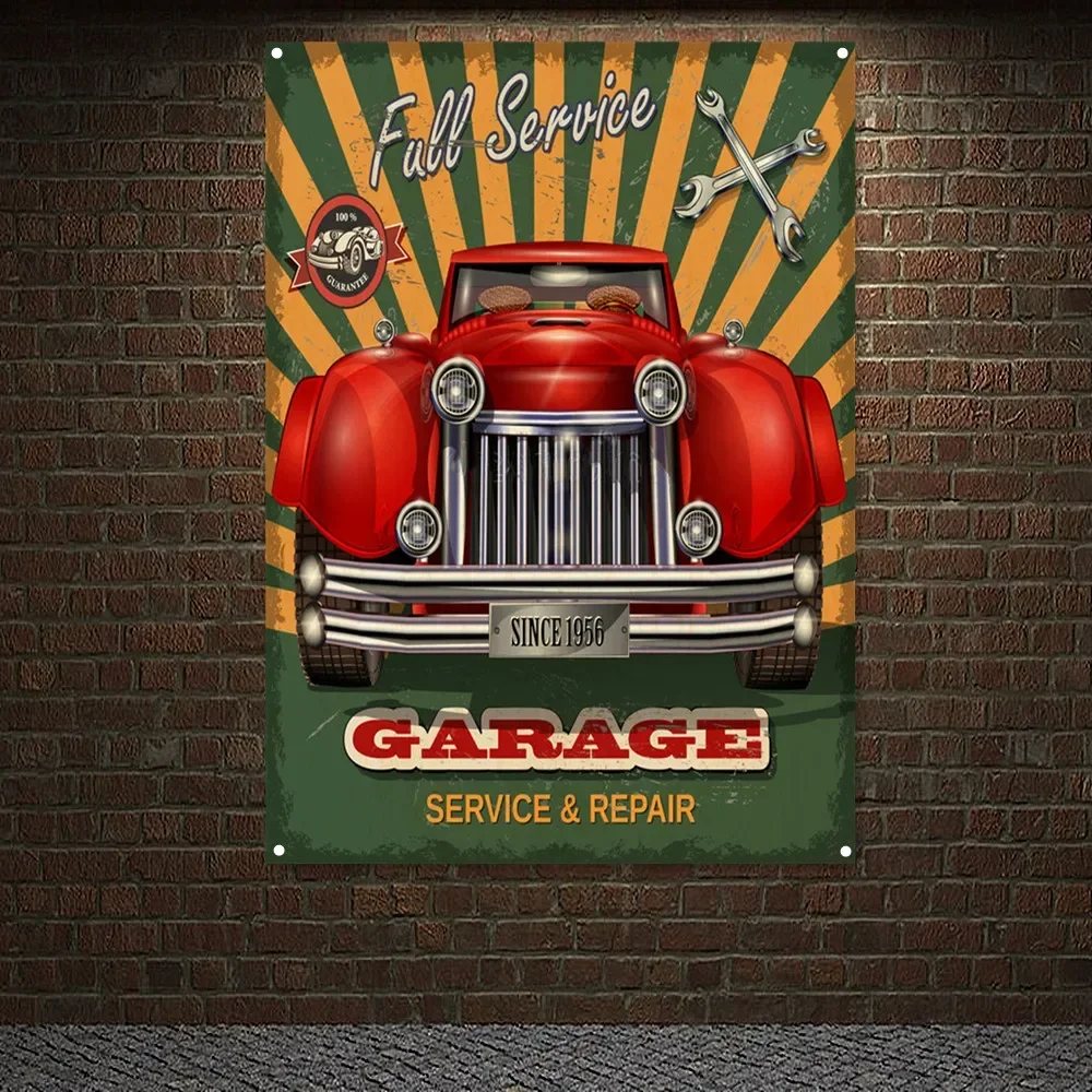 Auto Repair Shop Banners - Plakat w stylu vintage: Warsztat samochodowy,