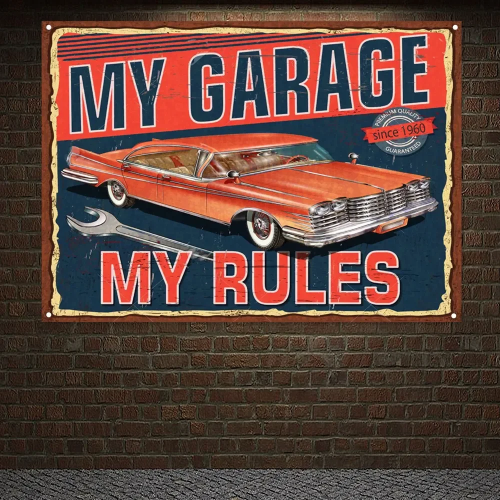 MY GARAGE MY RULES Vintage CAR – Auto Repair Shop Banners recenzja i cena