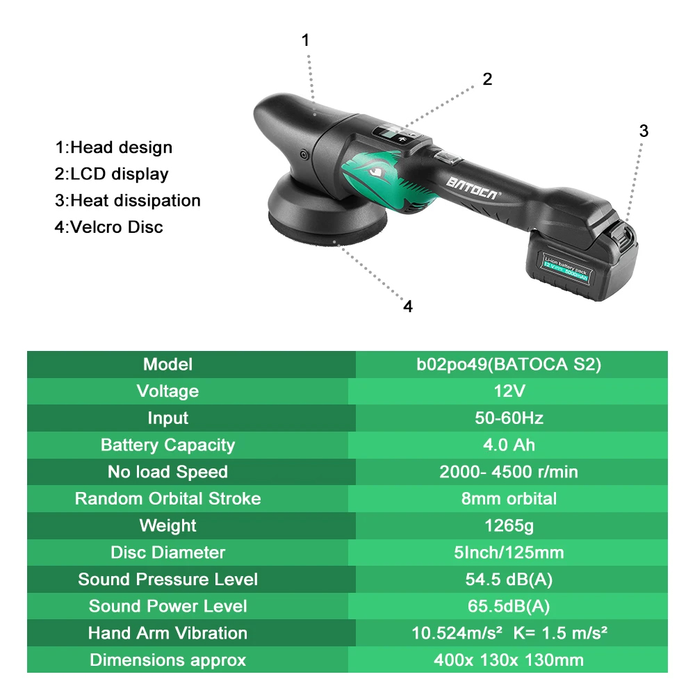 BATOCA S2 4.0Ah 5-calowa Bezpr – Orbital Polisher Da recenzja i cena