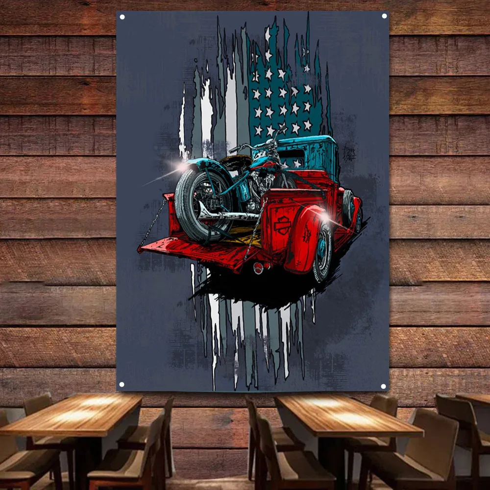 Plakat na ścianę z motocyklem  – Auto Repair Shop Banners recenzja i cena